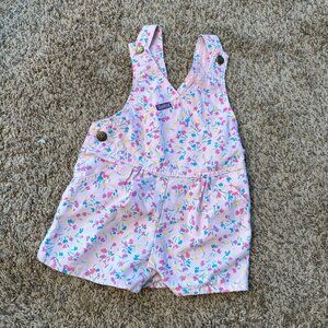 Vtg Osh Kosh pink patterned overall shorts